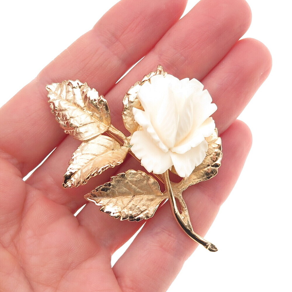 Napier 925 Sterling Silver Gold Plated Vintage Floral Pin Brooch